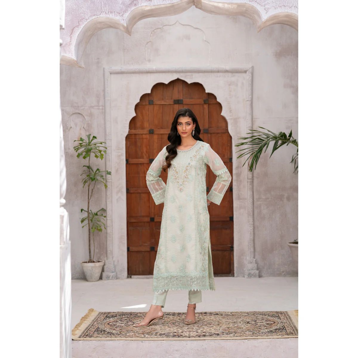 Panache By Mona Embroidery MINT MIST