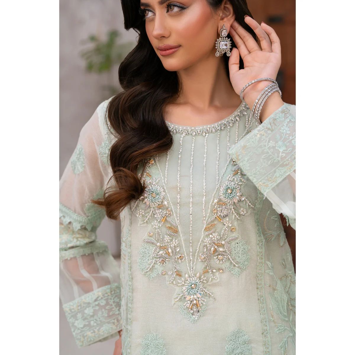 Panache By Mona Embroidery MINT MIST