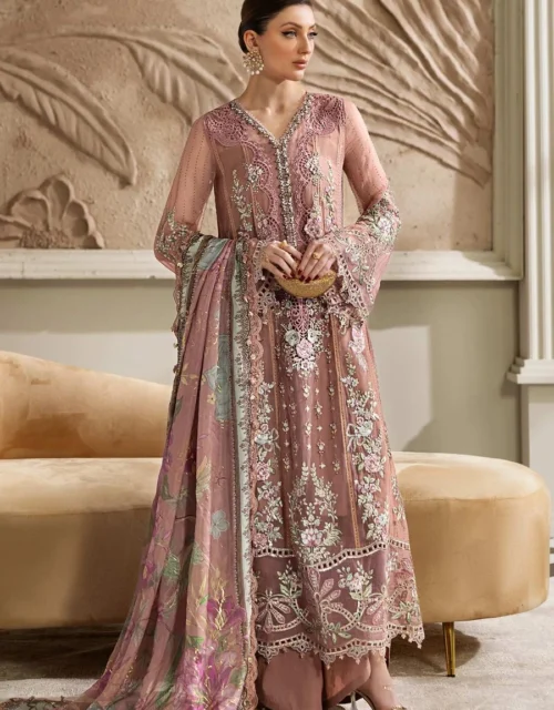 Maria B Pure Chiffon Embroidered Suit with Digital Silk Dupatta